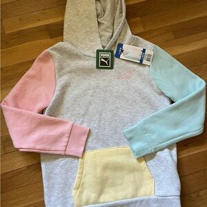 Puma Gray Hoodie with Pink and Blue Accents